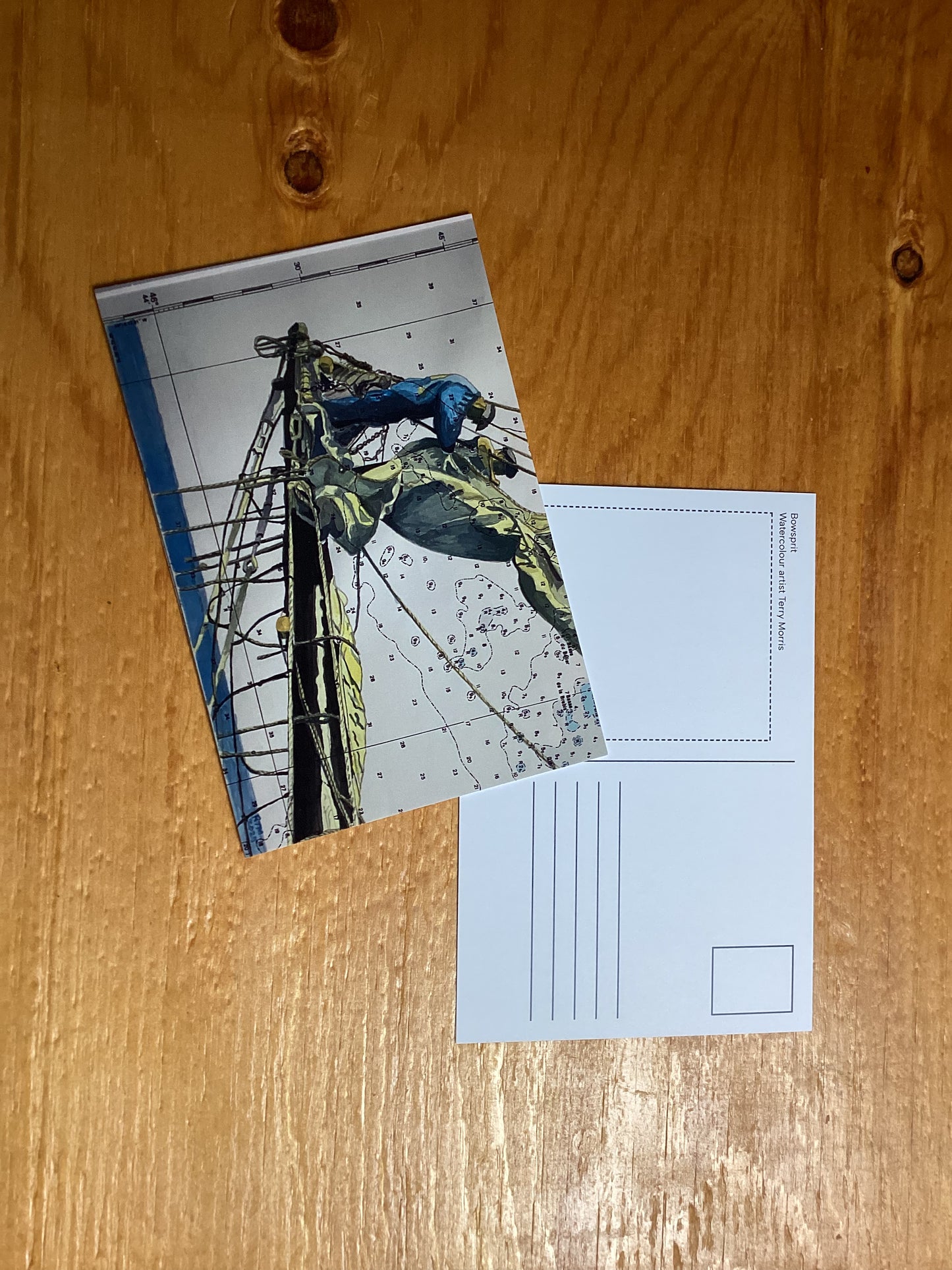 Postcard Deckhand on the bowsprit
